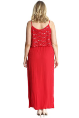 2241 Floral Sequin Lace Maxi Dress