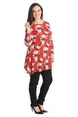 1436 Santa with Hat Print Swing Top