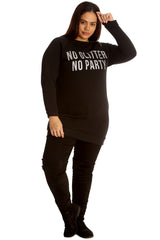 3124 No Glitter No Party Print Zip Sweatshirt