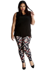 7177 Pirate Skull & Roses Leggings