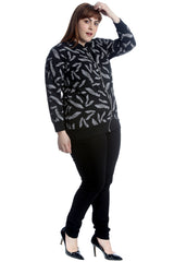 3247 Feather Print Bomber Jacket