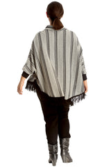  Textured Frill Hem Poncho