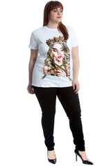 1654 Princess Graphic Print Applique T-Shirt
