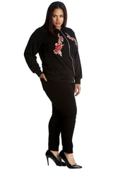 3212 Embroidered Twin Floral Patch Bomber Jacket