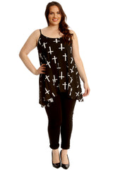 Cross Print Swing Cami Top