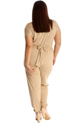 8034 Cowl Neck Suede Jumpsuit