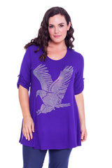1316 Eagle Stud Button on Sleeve Top