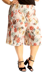 6145 Floral Print Crinkle Culottes