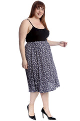 5051 Small Floral Print Skater Skirt