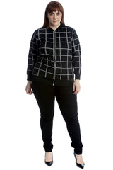 3248 Check Box Print Bomber Jacket