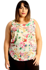 1706 Multi Floral Print Chiffon Vest