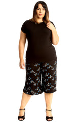 6139 Floral Leaf Print Culottes