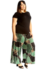 6119 Animal Floral Print Palazzo Trouser