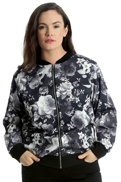 Floral Print Bomber Jacket