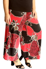 6119 Animal Floral Print Palazzo Trouser