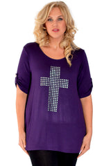 1109 Metallic Cross Stud Top