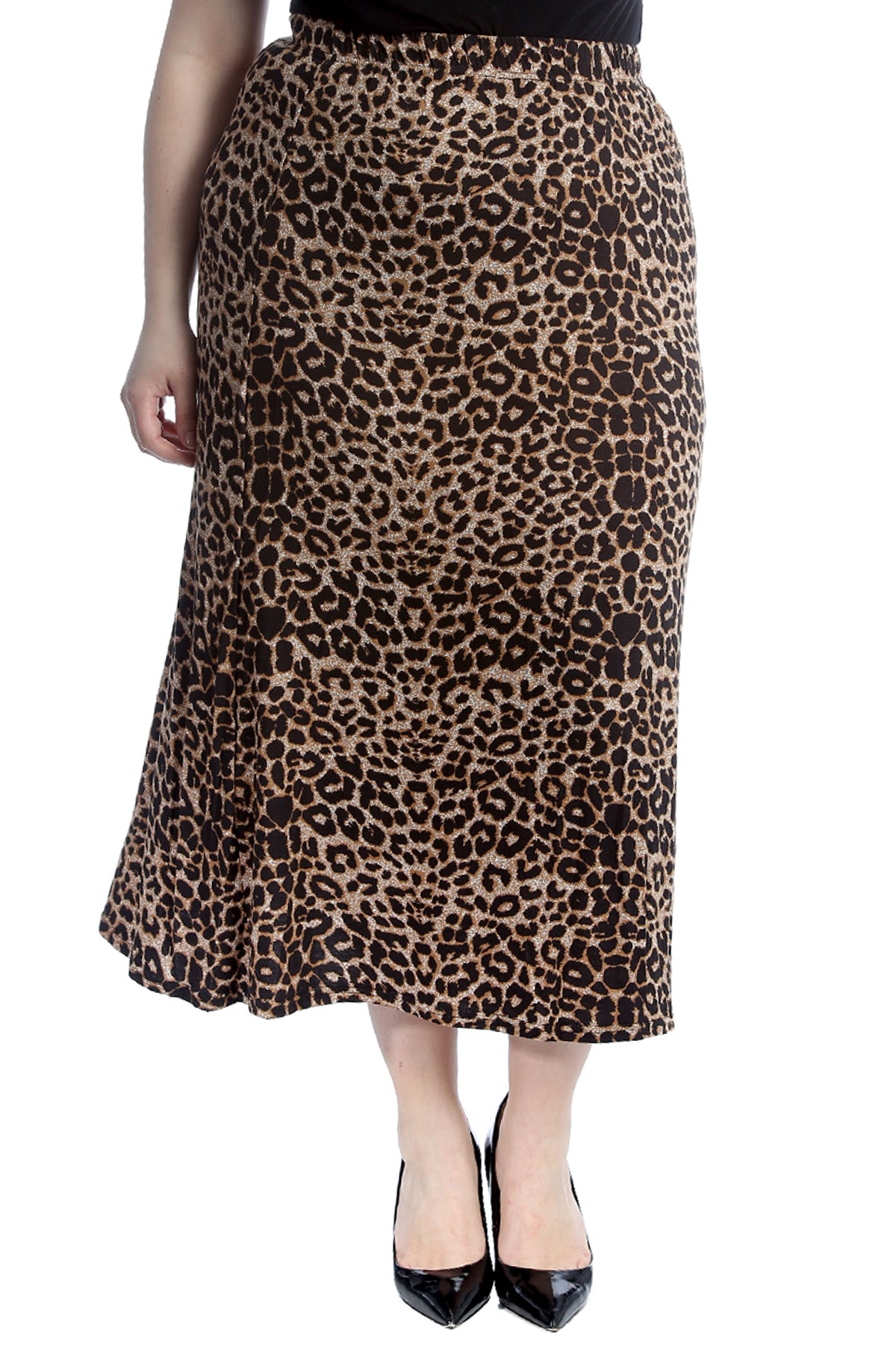 5042 Leopard Print Mid Calf Skirt