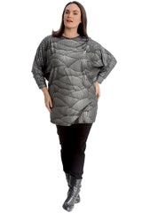 1744 Textured Wing Print Glitter Top