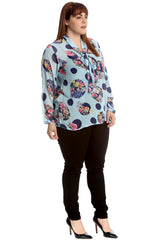 1645 Front Tie Floral Polka Dot Top