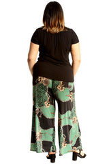 6119 Animal Floral Print Palazzo Trouser
