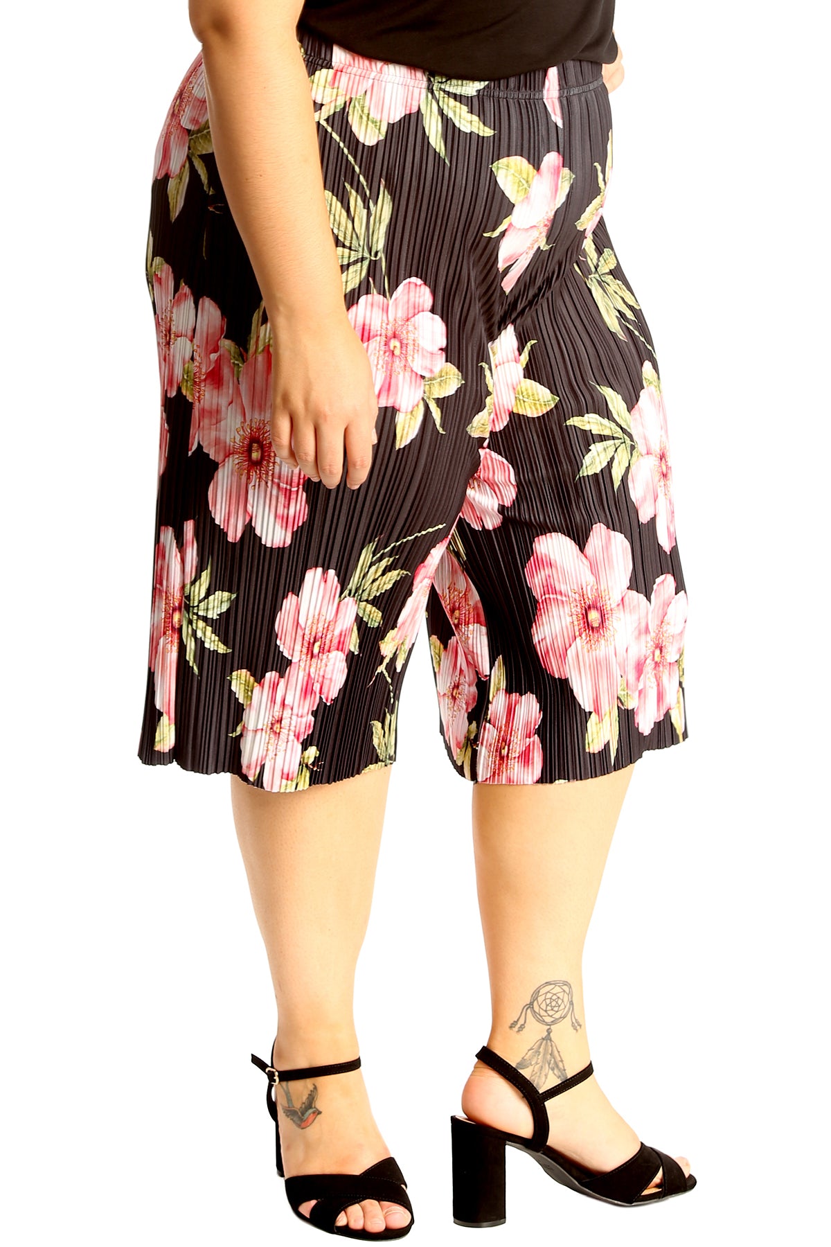6132 Floral Print Crinkle Culottes