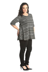 1577 Tribal Print 2 Button Top
