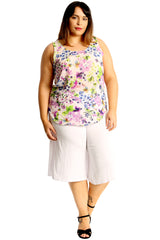 1706 Multi Floral Print Chiffon Vest