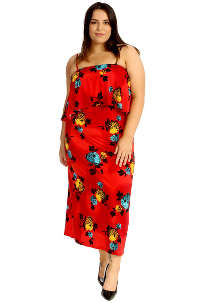 Frill Top Floral Print Maxi Dress