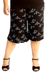 6139 Floral Leaf Print Culottes