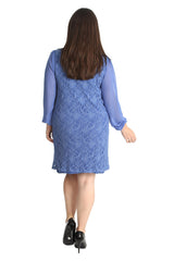 2208 Chiffon Sleeve Lace Dress