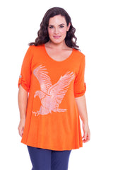 1316 Eagle Stud Button on Sleeve Top