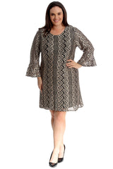 2284 Bell Sleeve Crochet Lace Tunic