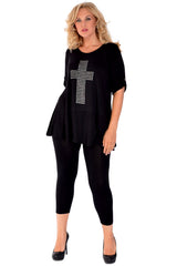1109 Metallic Cross Stud Top