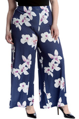 6098 Bold Floral Print Palazzo Trousers