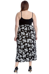 5041 Bold Floral Print Mid Calf Skirt