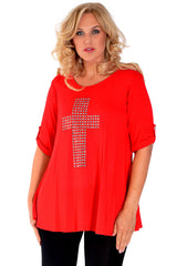 1109 Metallic Cross Stud Top