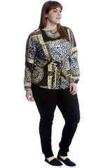 1540 Abstract Print Front Tie Top