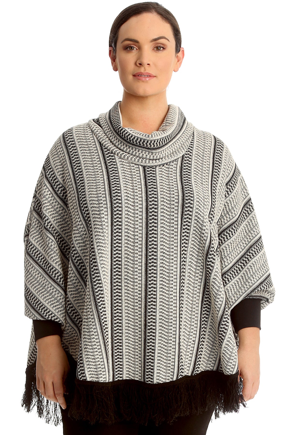 3260 Textured Frill Hem Poncho