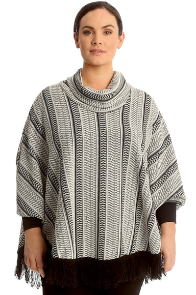 3260 Textured Frill Hem Poncho