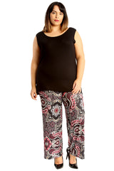 6109 Paisley & Geometric Print Palazzo Trouser