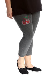 7212 Cherry Stud Cropped Leggings