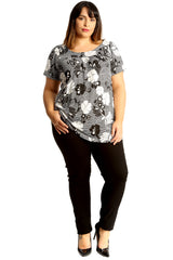 1714 Floral Monochrome Print Smock Top