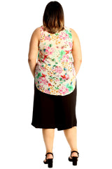 1706 Multi Floral Print Chiffon Vest