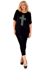 1109 Metallic Cross Stud Top