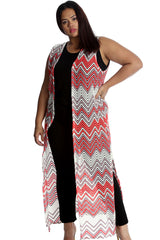 3222 Wave Print Open Front Cardigan