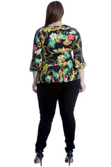 1526 Paisley & Chain Print Frill Top