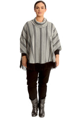  Textured Frill Hem Poncho