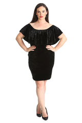2210 Velvet Frill Top Midi Dress