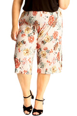 6145 Floral Print Crinkle Culottes