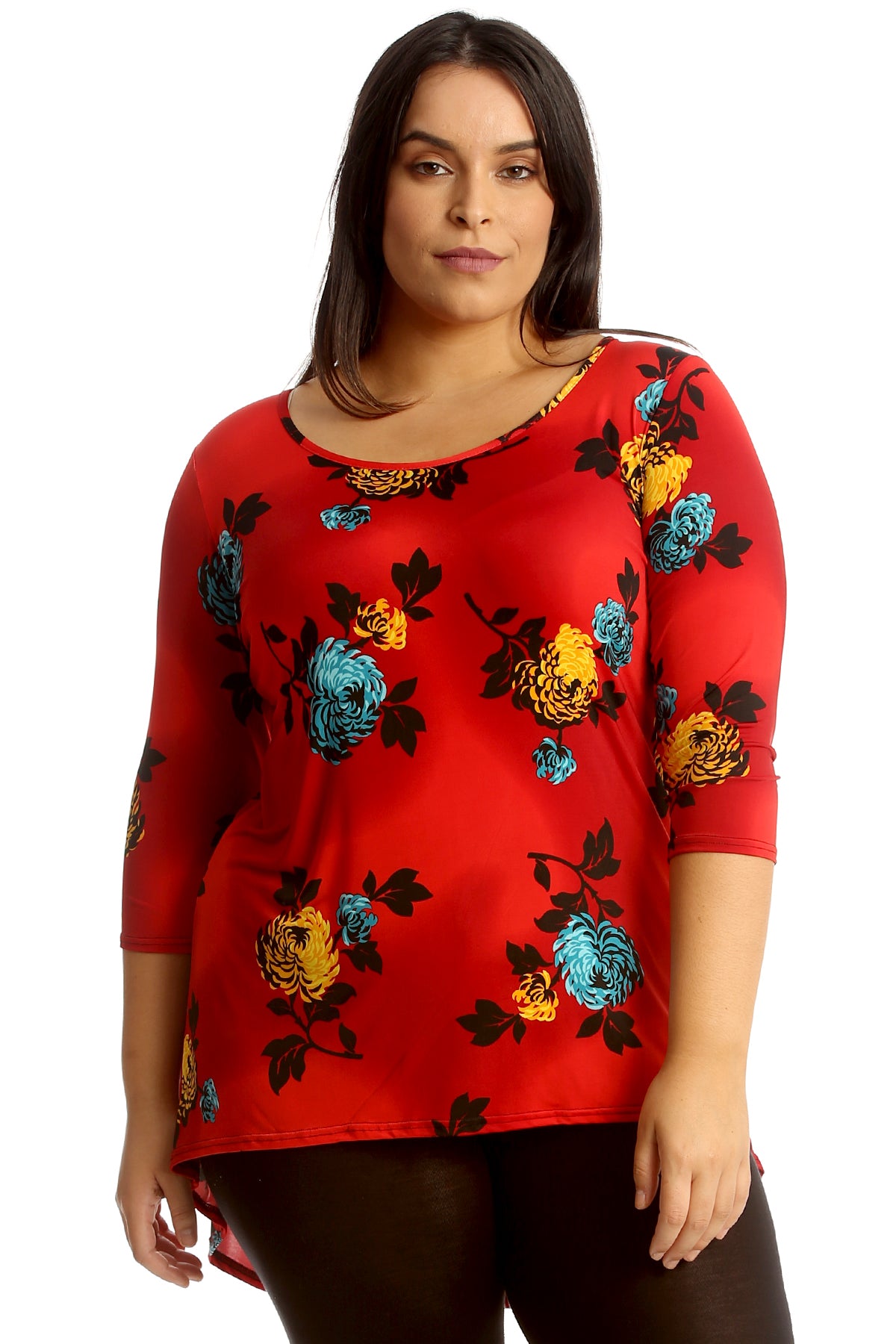 Floral Print Dip Hem Top